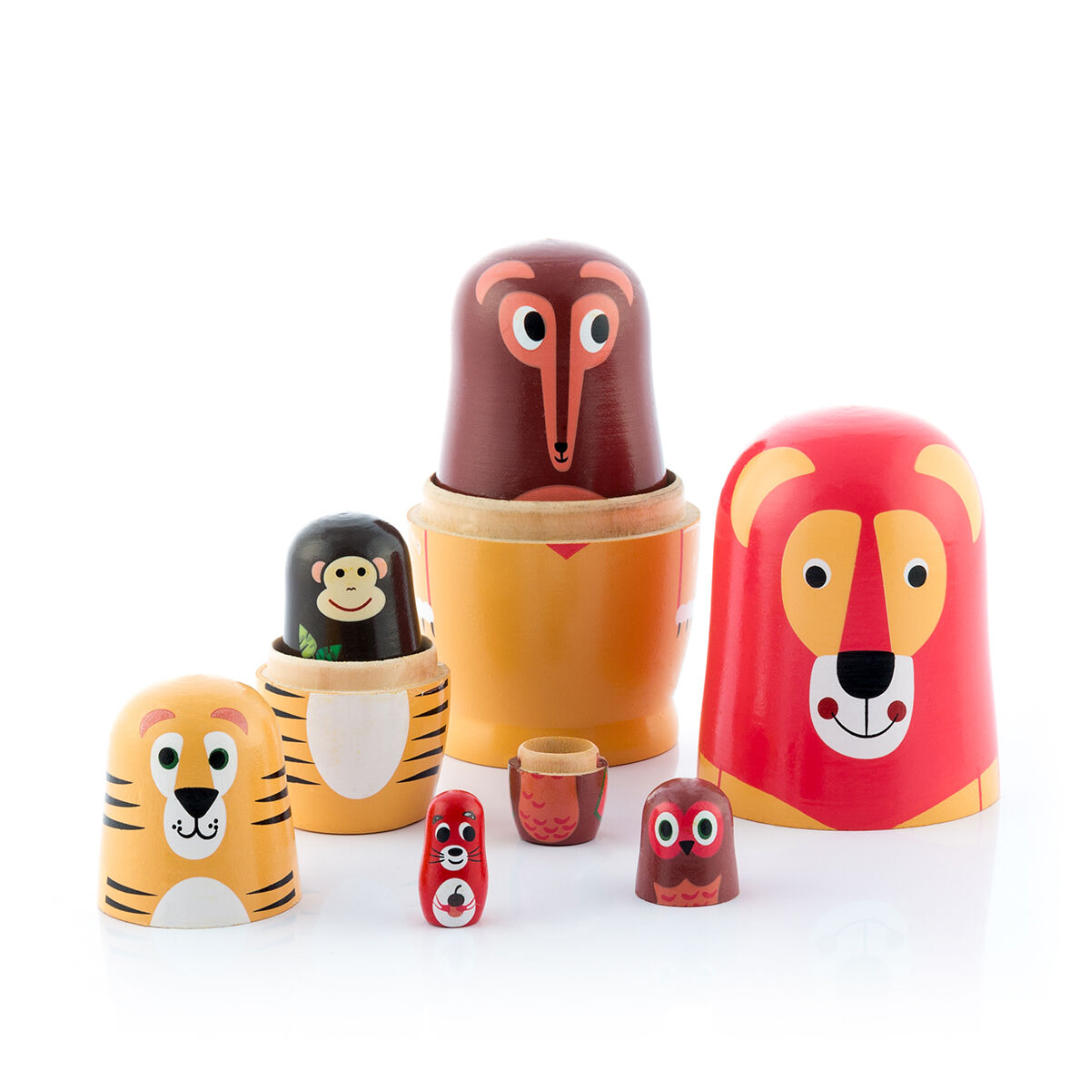 Matryoshka dyrefigurer i træ Funimals InnovaGoods 11 Dele